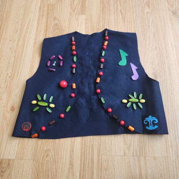 Vintage Camp Fire Girls Beaded Felt Vest 70% Wool 30% Rayon Little Girls Uniform - Picture 1 of 11